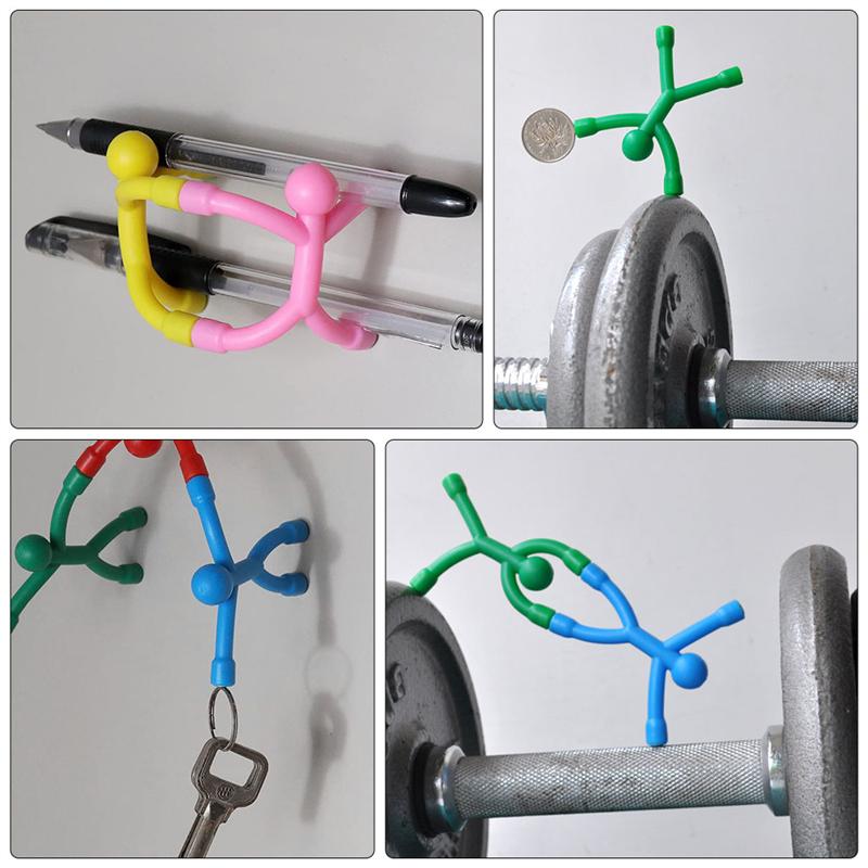 5 stk lille mand væg kroge magnetisk hængende krog nøglebøjle til hjemmet (tilfældig farve)