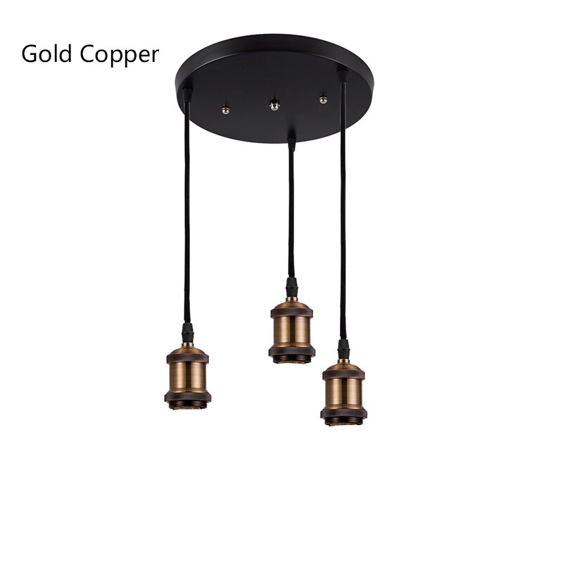 Retro Industriële Loft LED Bar Hangende Lamp E27 Socket hanglampen Aluminium Eetkamer Hangende Verlichting Keuken Opknoping Lampen: Golden Round