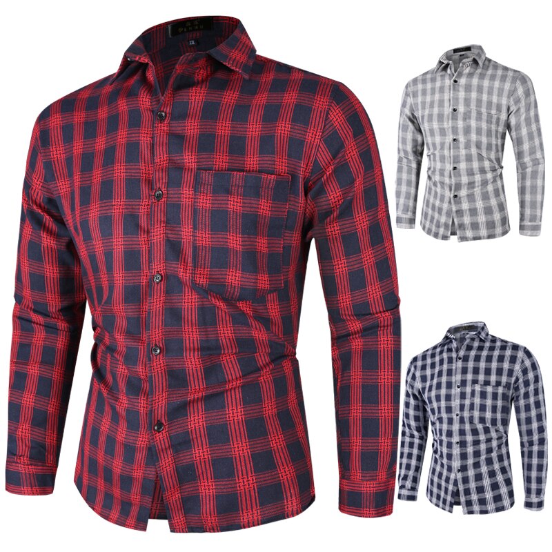 Amerikaanse maten heren geruite overhemden 100%  katoenen casual lange mouwen modieus jeugd overhemd regular fit heren blouse