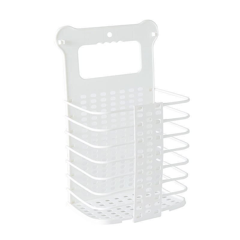 Cesta plegable para colgar la ropa sucia, estante para colgar en la pared, cesta de lavandería, barril de almacenamiento de ropa interior, novedad: L White