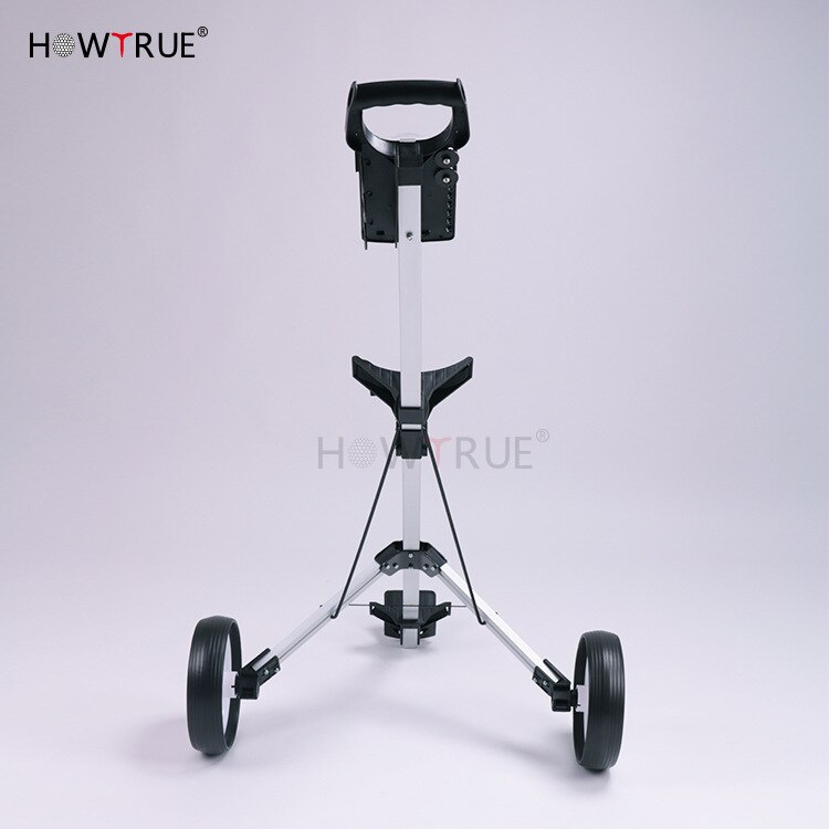 Golf Push Cart Lightweight Foldable Golf Trolley Holder with Adjustable Push Handle and Scorecard and Foot Brake