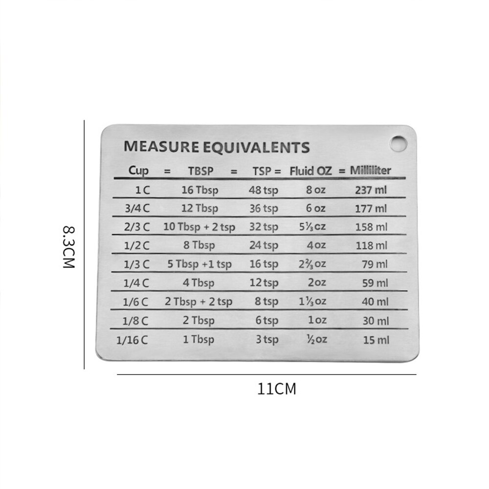 Conversion Sturdy Anti-Rust Magnetic Mount Scale Plate with Clear Scale Durable Stainlees Steel Kitchen Baking Measuring Plate