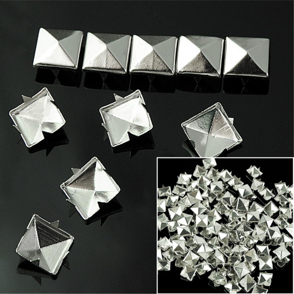 100 stk gør det selv 10mm sølv pyramide nitter nailheads nitte spike til armbånd tøj bælte nitte diy punk taske læder håndværk spike