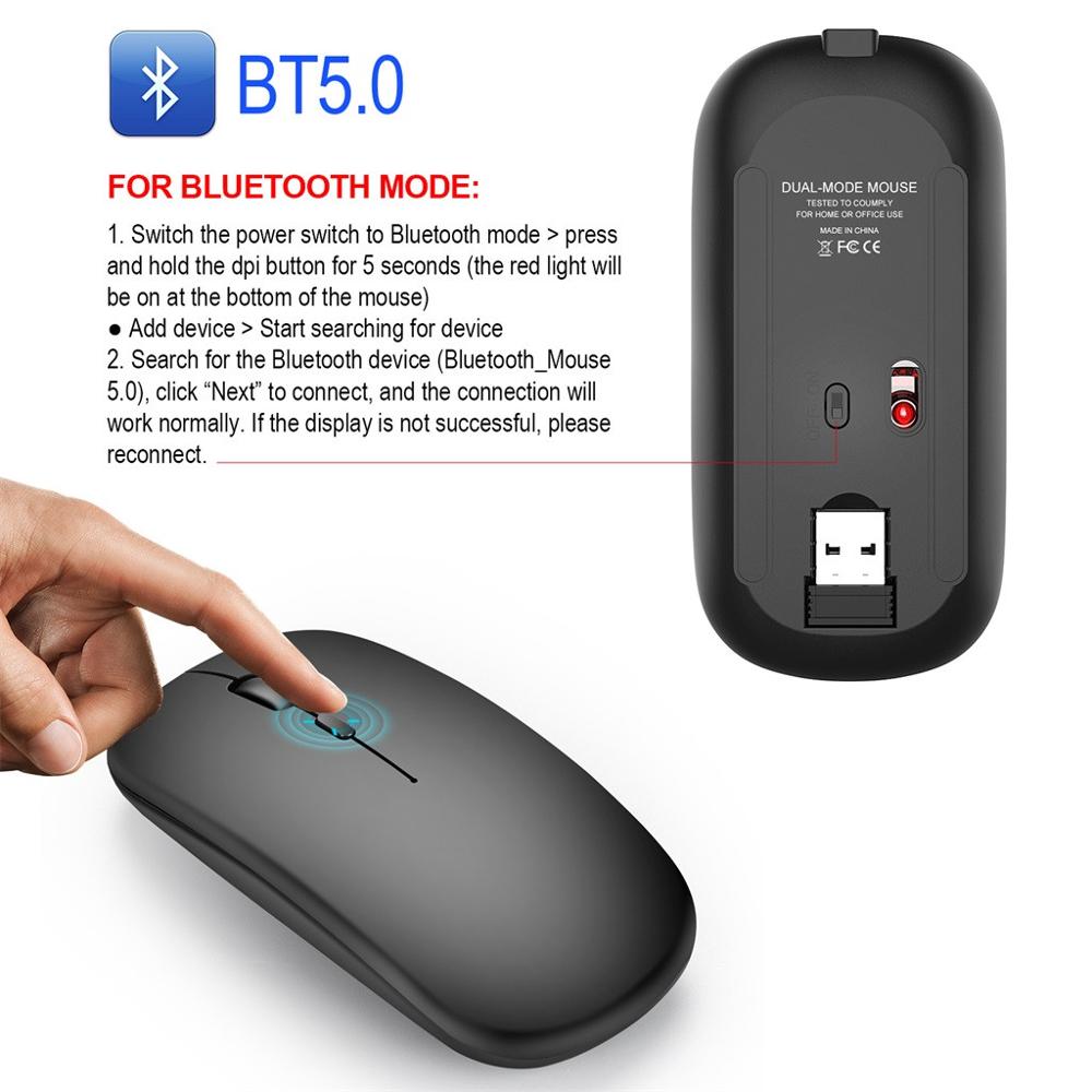 Wireless Touch Mouse Bluetooth 5.0 Optical USB Receiver Slim Silent Ergonomic Magic Mice For Apple Mac OS Computer/Win Laptop PC