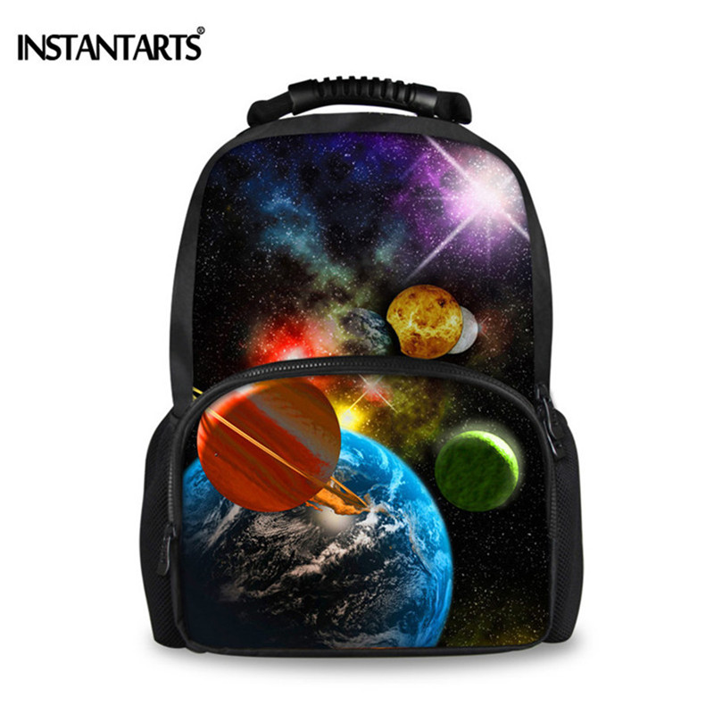 INSTANTARTS univers espace galaxie feutre sac à dos pour hommes 3D solide motif mâle sac d'école adolescent garçons voyage ordinateur portable sacs à dos: CC3192A
