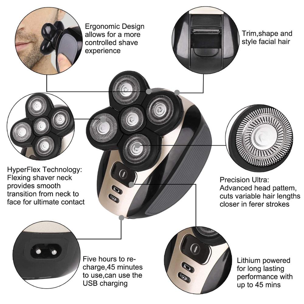 Scheerapparaten Voor Kale Mannen 5 In 1 Droog Nat Waterdichte Hoofd Scheerapparaat Elektrisch Scheerapparaat Mannen Scheerapparaat Grooming Kit Usb Oplaadbare baard Trimmer