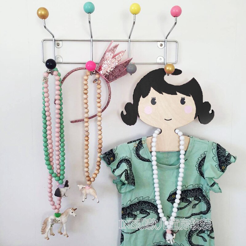Joli cintre princesse en bois pour filles, style nordique, porte-manteau, crochet décoratif pour chambre d'enfant