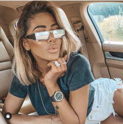 Rechthoek Vissen Kleine Zonnebril Vrouwen Luxe Spiegel Zilver Zwart Clear Lens Punk Mannen Shades UV400