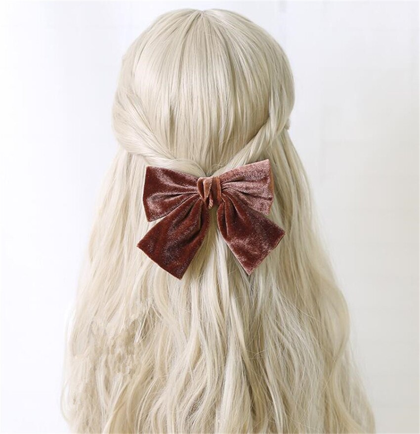 Horquilla Retro de terciopelo para niña, horquilla de Princesa con lazo grande, accesorios para el cabello de Lolita, B1712: color 7