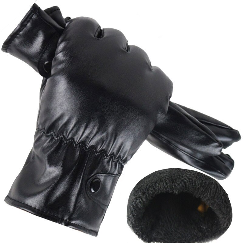 Guantes de invierno para hombre, de lujo, de piel sintética, Cachemira, guantes cálidos para conducir, resistentes al agua, para exteriores