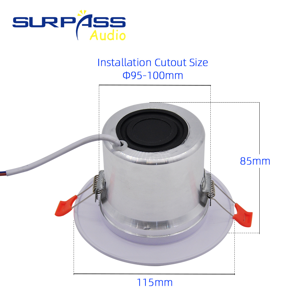 8Ohm 10W Bathroom Ceiling Speaker Background Music System Moisture-proof Aluminum Can In-ceiling Speaker Sound