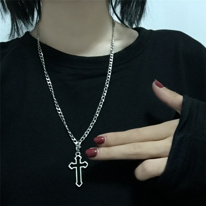 Vintage Gothic Hollow Kruis Hanger Ketting Lange Ketting Hip Hop Street Style Ketting Voor Mannen Vrouwen Hals Sieraden: Default Title