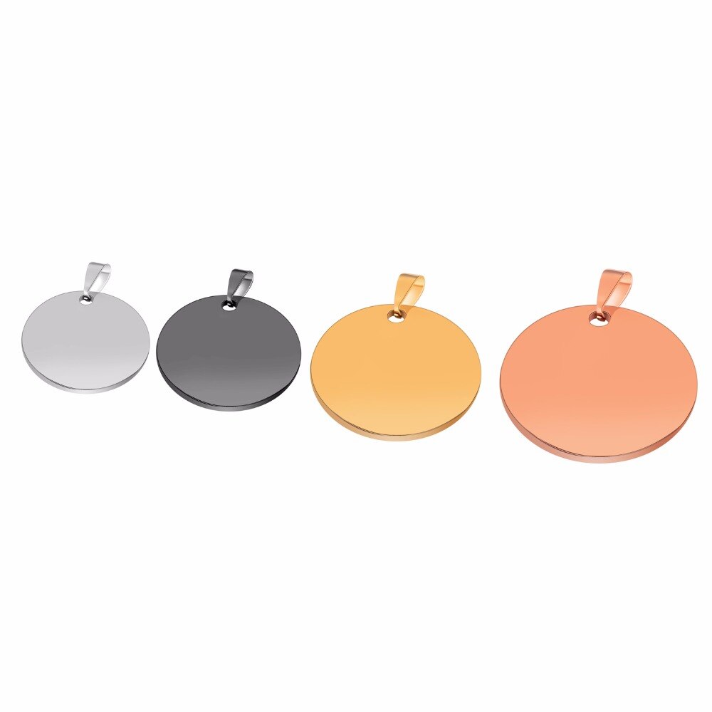 10 pcs Stainless Steel Round ID Dog Tags 4 Colors Tag ID Jewelry 4 size