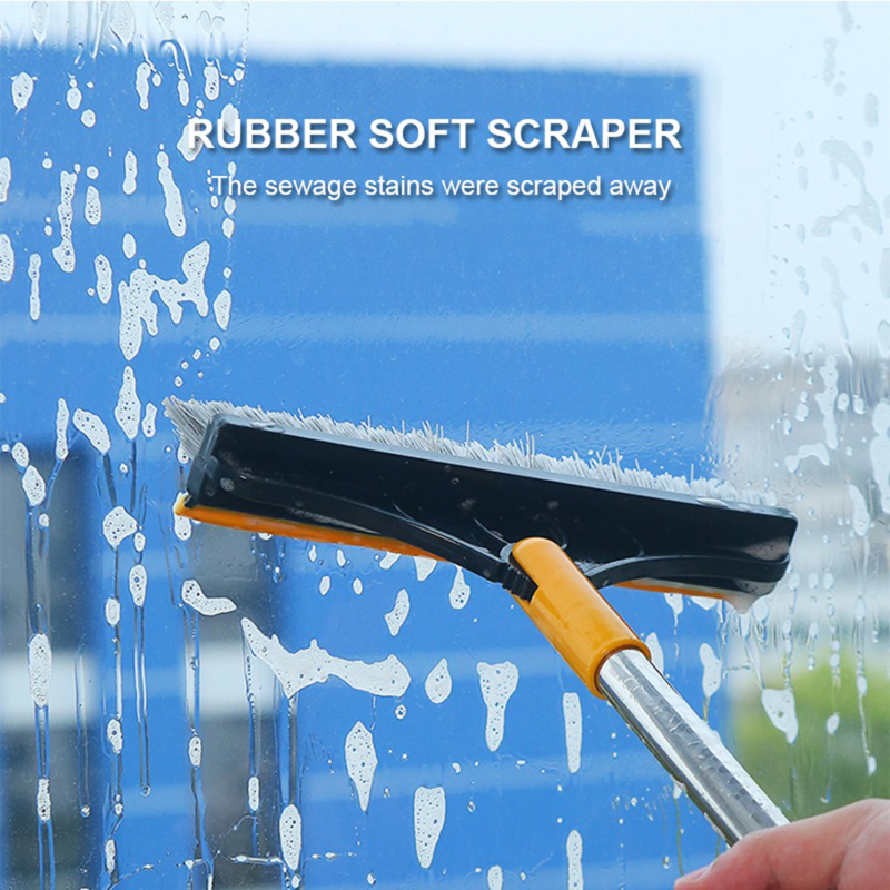 2 In 1 Floor Brush Scrub Brush With Adjustable Stainless Metal Long Handle Scrubber Detachable Stiff Bristles For Tile Cleaning