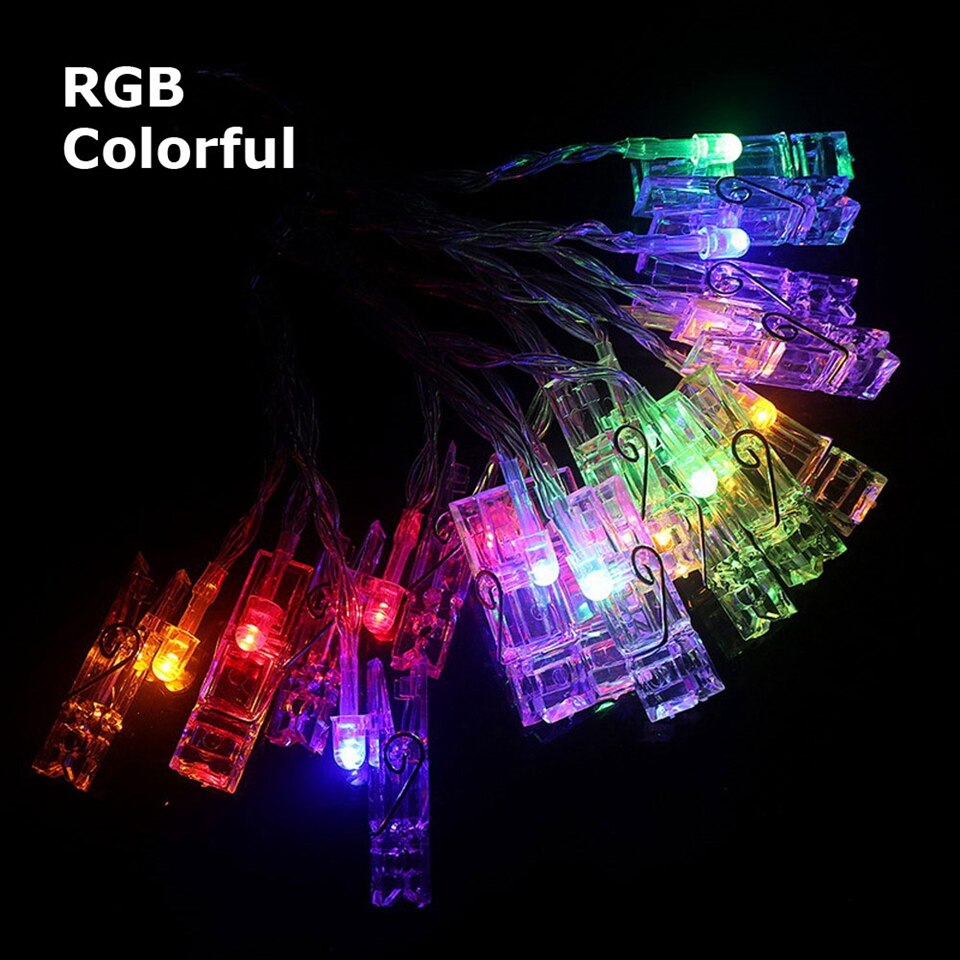 Garland Card Photo Clip Led String Light 1/2/4M Led Fairy Light Bedroom DIY Clothespin Shapes Battery Christmas Decorative Lamp
