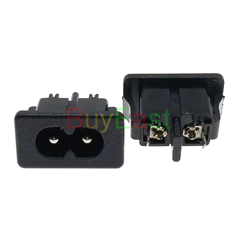 (Pack 3) Iec C8 Mannelijke Panel Mount Diy Reparatie Industriële Inlaat Stopcontact Max AC250V 2.5A