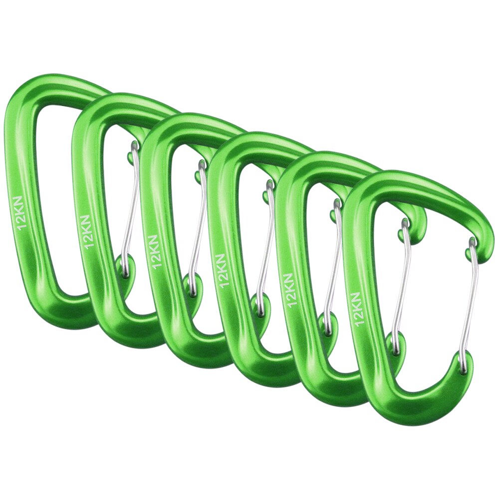 6 PCS Carabiner 12KN Heavy Duty Carabiner Clips for Hammocks Camping Hiking Backpacking: green