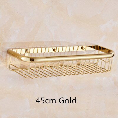 Tuqiu guld badrum hörnhylla tvål hållare dubbla nivå badrum hyllor mässing badrum schampo hållare korg badrum hållare: 45cm guld