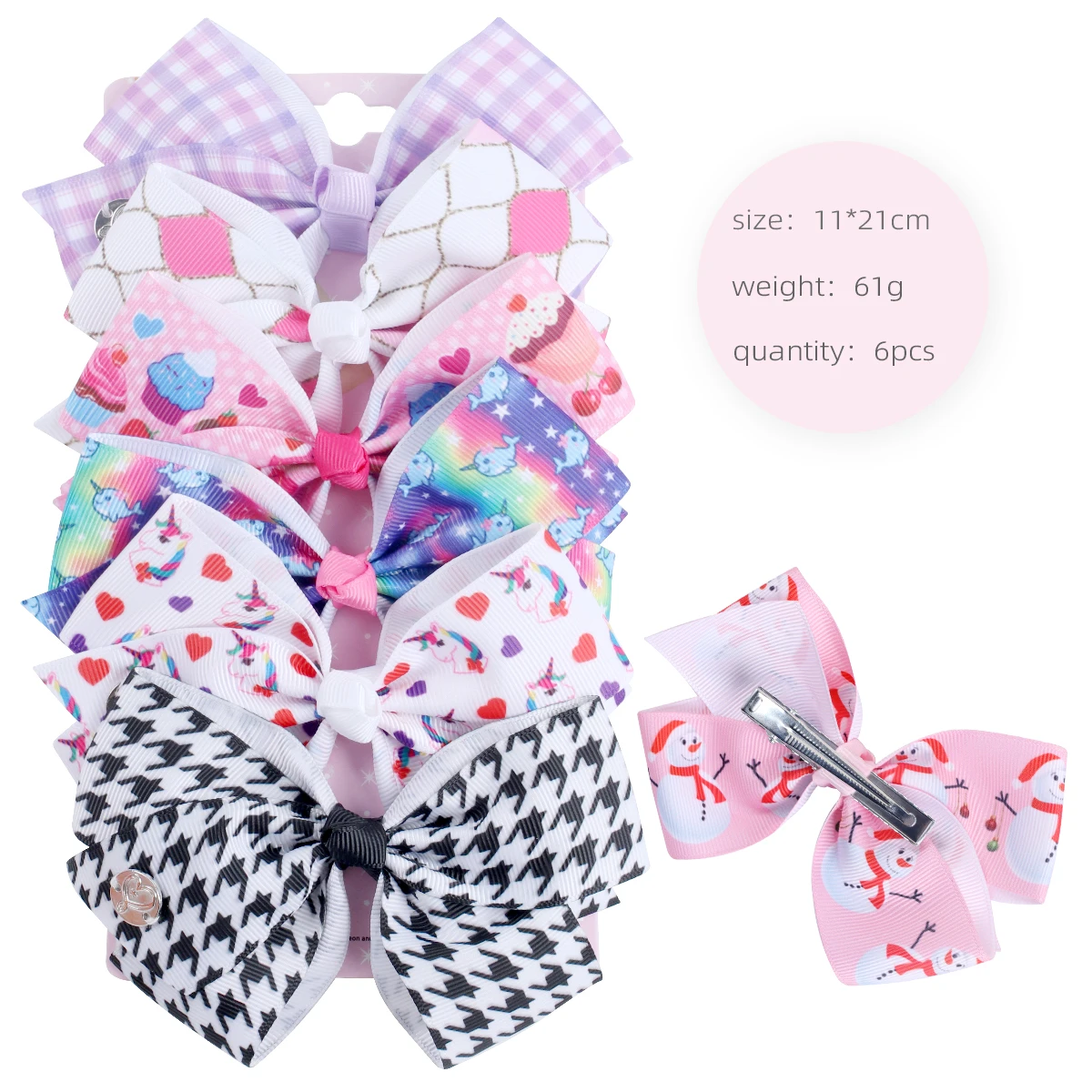 Ncmama-lazos de JOJO para niña, pinzas para el pelo, pasadores de agarre para el pelo, accesorios para el cabello de de , 5 ", 6 unids/set: Verde esmeralda