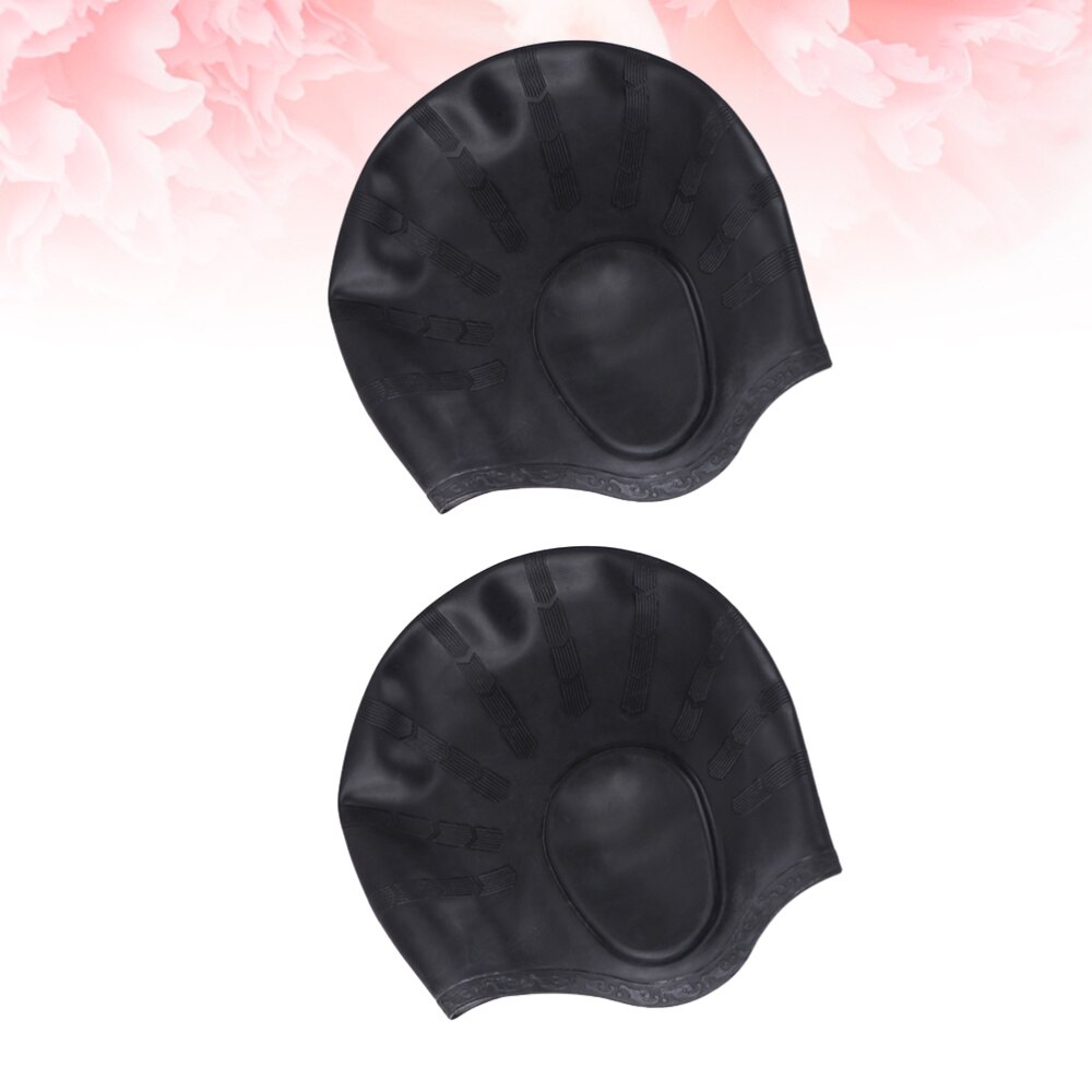 2pcs Silicone Swimming Cap Waterproof Swimming Hat Sports Elastic Swimming Hat Ear Protection Swimming Head Accessory for Adult: Black