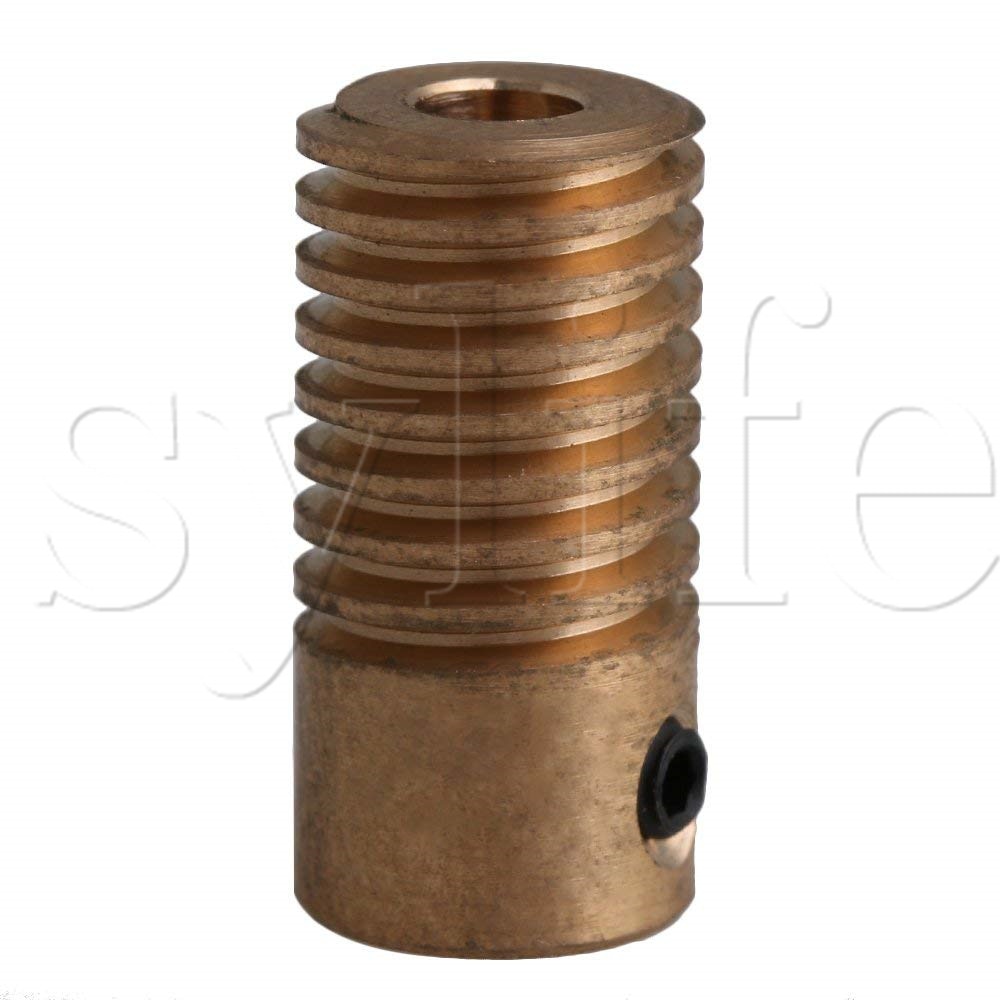 5mm Bore Hole Diameter Brass Worm Gear Shaft + 20 Teeth Worm Wheel 0.5 Modulus Set Drive Gear Box Shaft