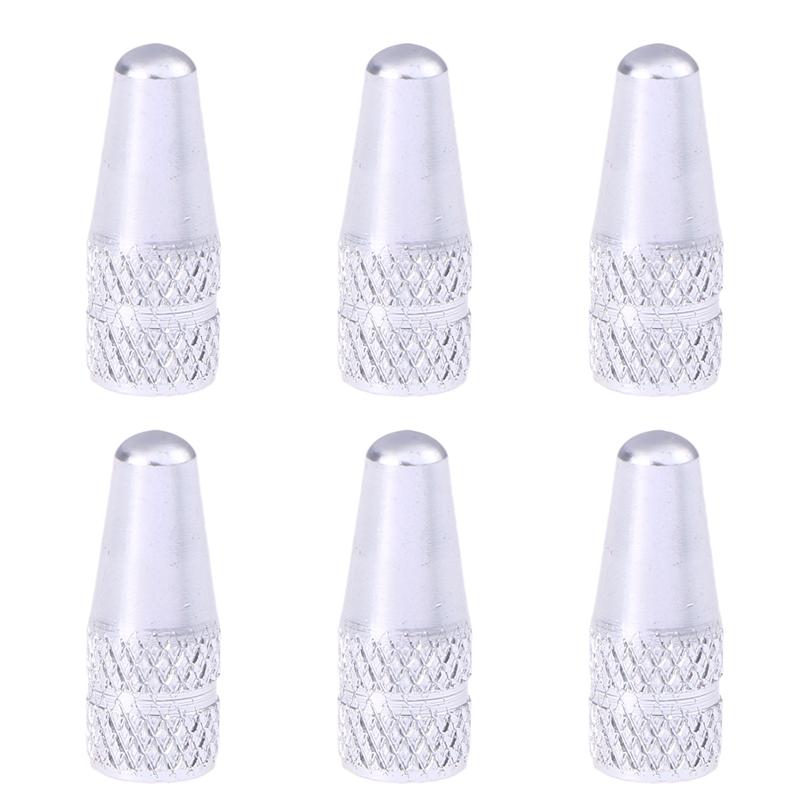 6 Pcs Fiets Aluminium Franse Ventieldopjes Voor Mtb Racefiets Mountainbike Band Air Valve Caps Dust Covers: Silver 6pcs