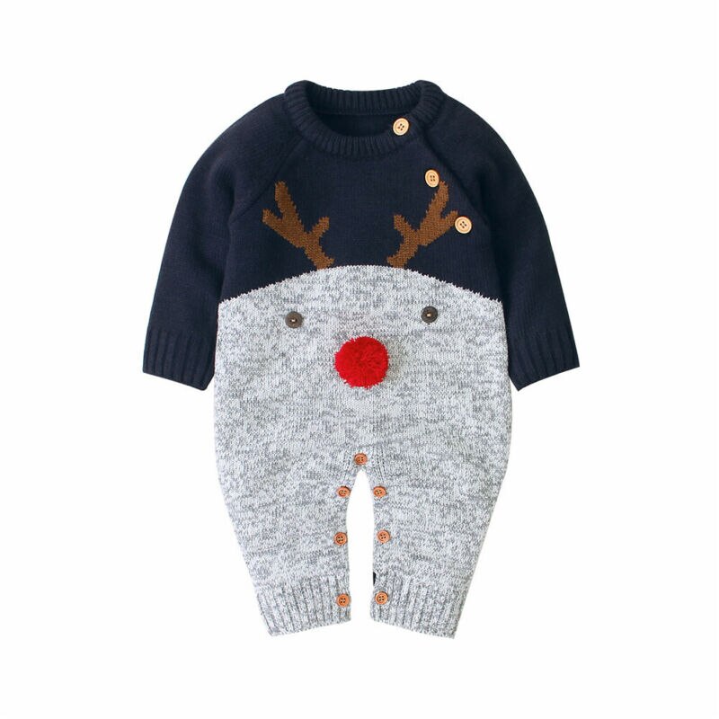 Pelele de bebé niña tejida para invierno y Navidad, mono, suéter, Otoño, cálido, ropa de Navidad de lana