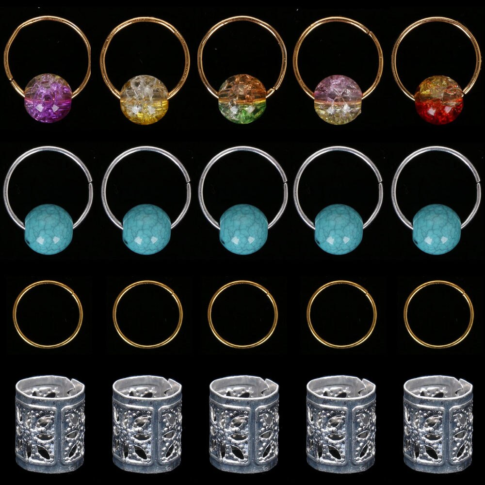 100 unids/lote de anillos para el cabello chapados en oro y plata para trenzas, cuentas ajustables para el cabello, trenza de Metal, accesorios de joyería para el cabello para trenzas