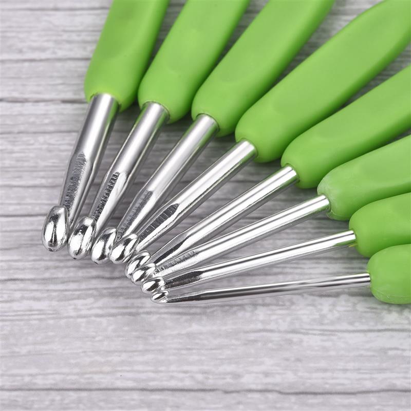 Juego de ganchillo de aluminio para tejer, agujas de tejer suave de mango, gancho de ganchillo de 2,5mm-6mm, hilo para tejer suéter, herramientas para manualidades de Navidad, 8 Uds.