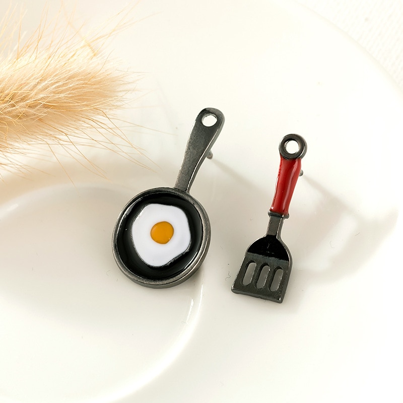 Chef Brooch Fried Egg Frying Pan Tableware Kitchen Knife and Fork Personality Brooch