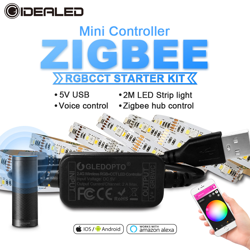 Smart tv ZigBee led rgbcct mini controller strip licht 5V Usb controller Door Alexa Echo plus voice control zigbee hub smartthings