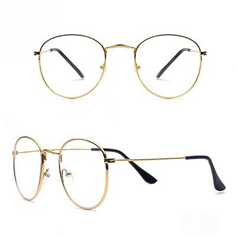 Women Men Simple Classic Gold Metal Frame Glasses Classical Vintage Style Optical Glasses #2
