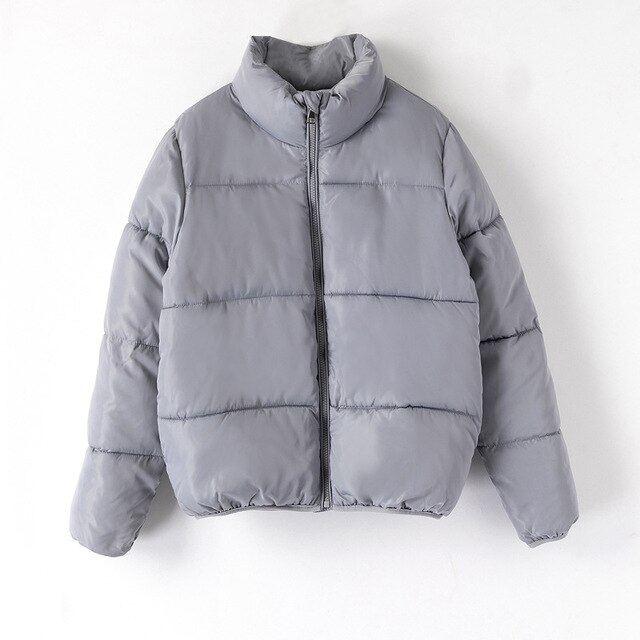 bulle manteau femmes solide Parka col montant surdimensionné court Parka hiver femme bouffant épaissir veste Mujer: Gray / M