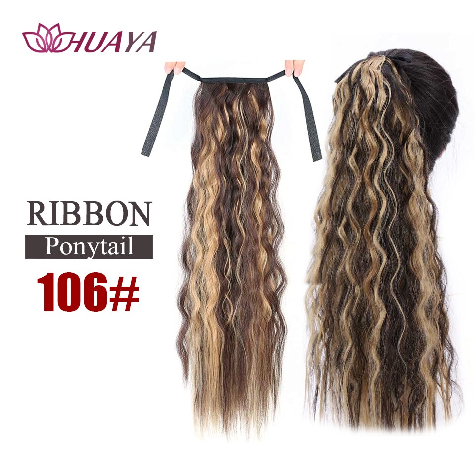 HUAYA Long Straight Clip In Hair Tail False Hair Ponytail Hairpiece With Hairpins Natural Synthetic Hair Extensions Pony Tail: 0022B-106
