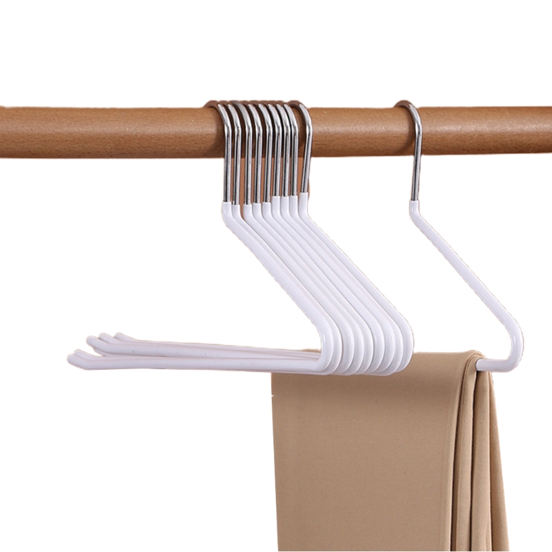 10pcs Trousers Pants Hangers Non Slip Coating Slim Space Saving Open Ended Multi-functional: 1 white