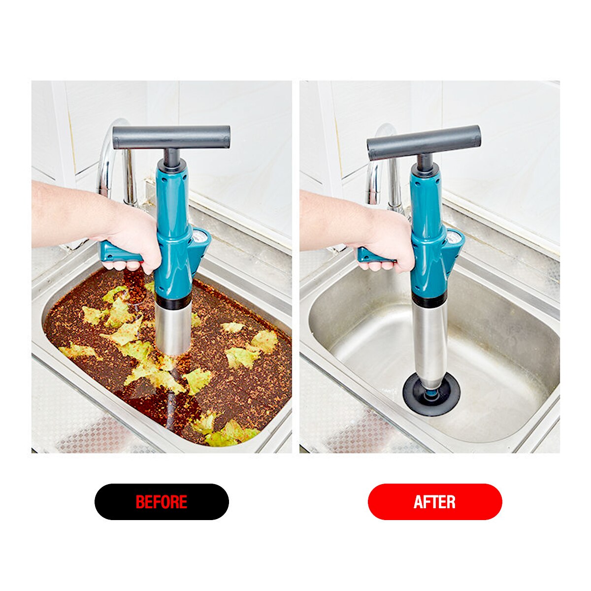 Pipe Plunger Drain Clog Remover High-Pressure Drain Dredge Removable Equipment for Home Toilet Bathroom Sink Floor Drainage