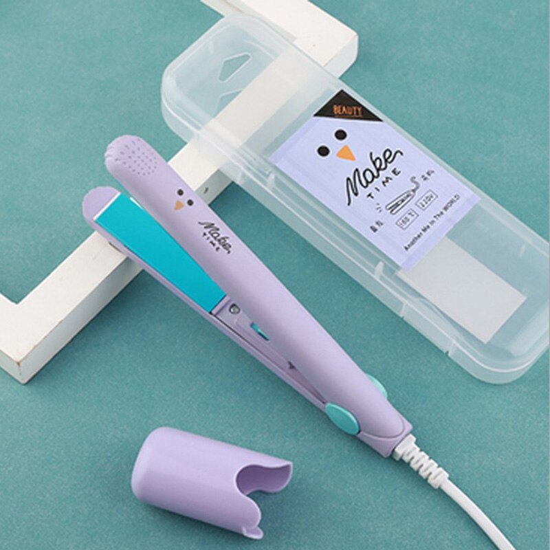 Mini hår krølltang 20w splint dobbeltbruk rette hår krøller frisør med eu plugg frisør: Hd002- lilla