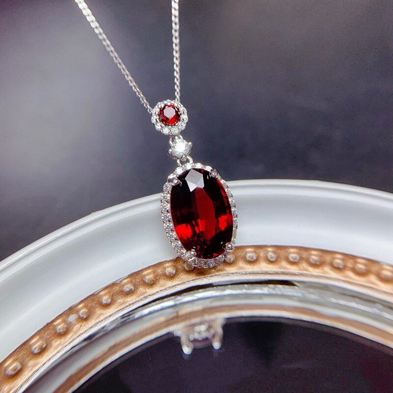 Vintage 4ct vermelho garnet pingente real 925 prata esterlina casamento pingentes colar para festa de noiva feminino gargantilha jóias presente