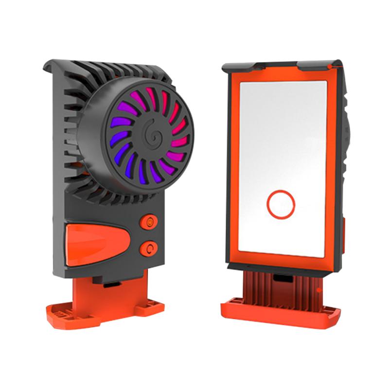 USB Three Level Smart Temperature Control Phone Radiator Cold ABS Phone Fan Cooler Controller Wind Handle Cooler: 02  orange