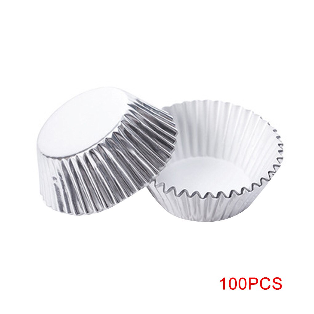 FADACAI 50 Pirottini usa e getta per cupcake, con foglio di alluminio, vassoi in alluminio con coperchio, 68 x 39 x 50 mm, per muffin e cupcake