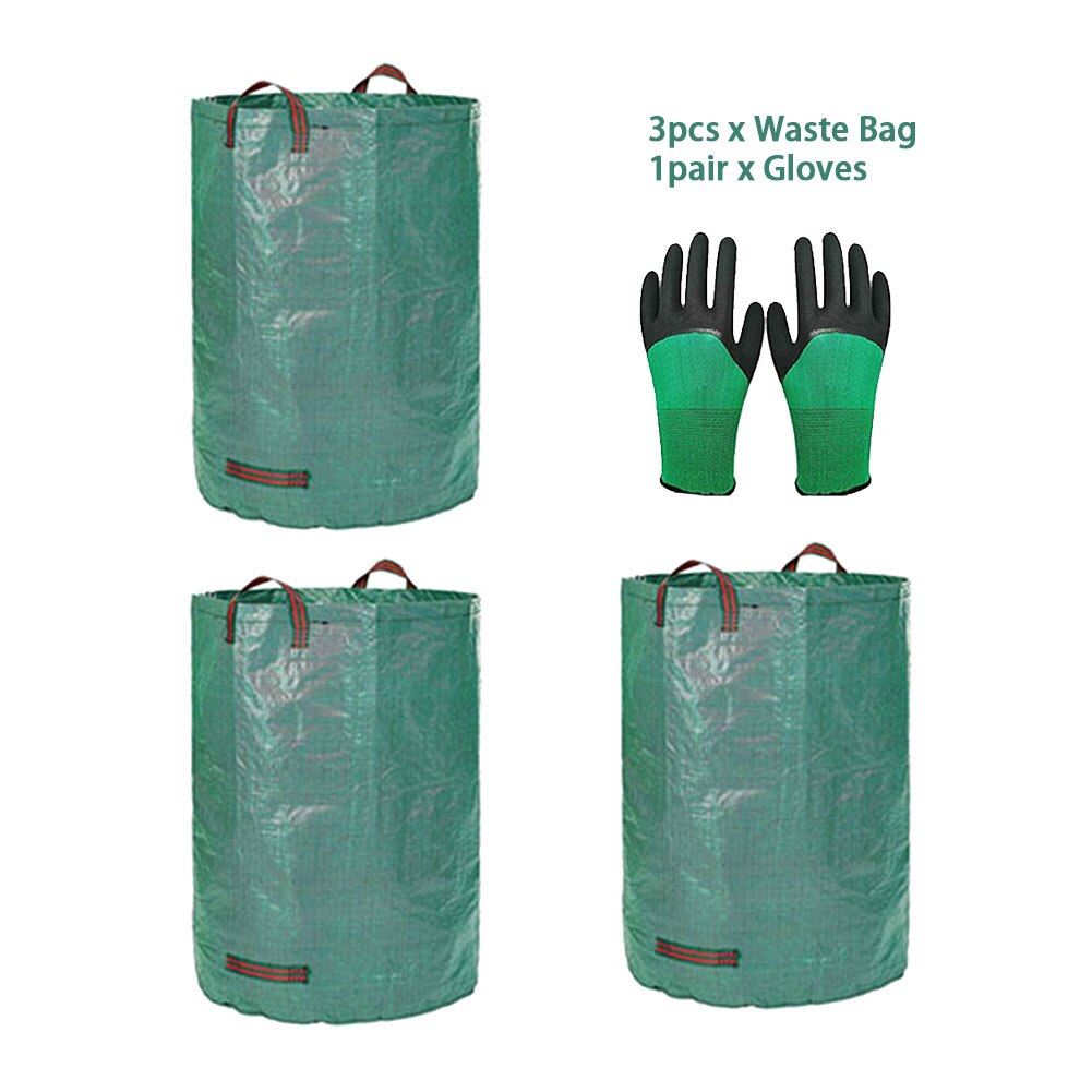 3pcs Container Heavy Duty Storage Rubbish Reusable Yard With Handles Leaf Waterproof Garden Waste Bag Large Capacity Cleaning: 272L