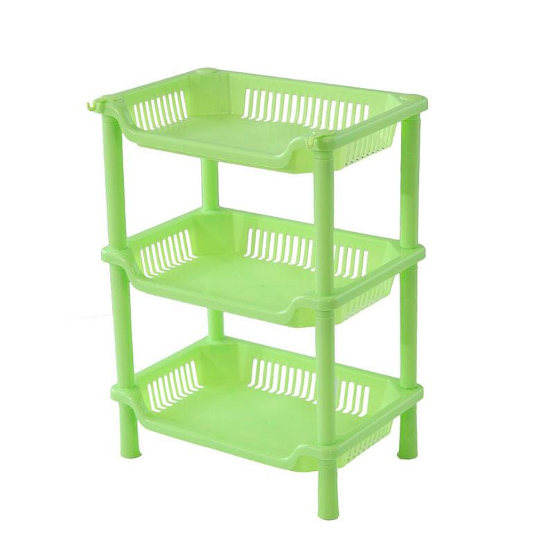 3 Tier Plastic Storage Rack Organizer Shelf Tower Utility Cart Basket For Kitchen Laundry Room Bathroom Office Home: Square Green