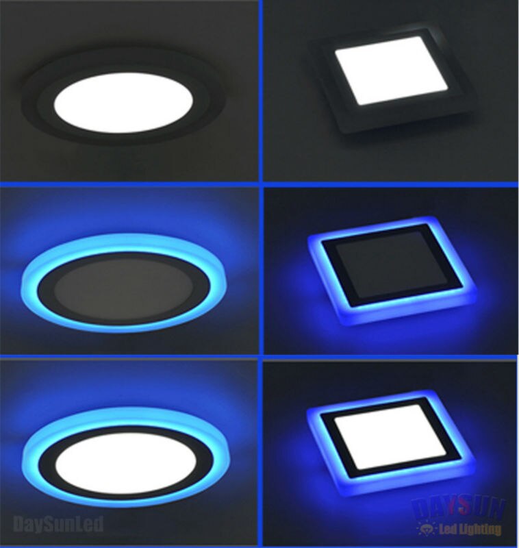 Superbright led-panellampe til loft ned-lampe 6w 9w 16w 24w hvide + blå akrylforsænkede belysningslamper med dobbelte farver