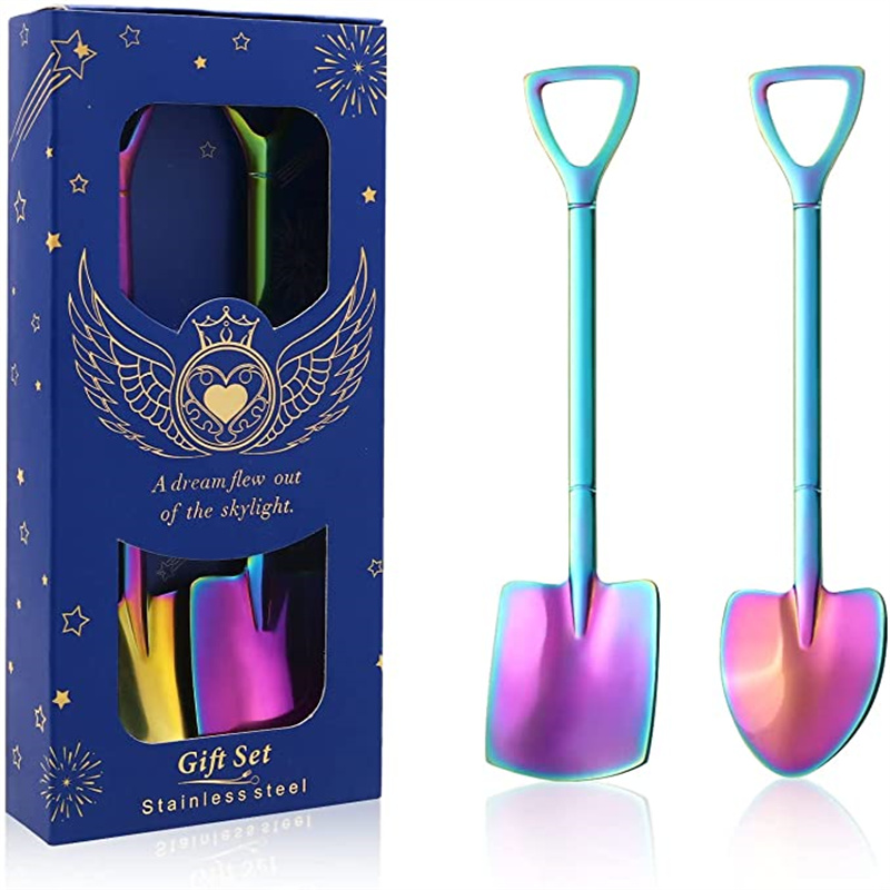 Ice Cream Shovel Spoons Set Stainless Steel Dessert Fruit Chocolate Cake Teaspoons Coffee Spoon Party Spoons Wedding: Grey