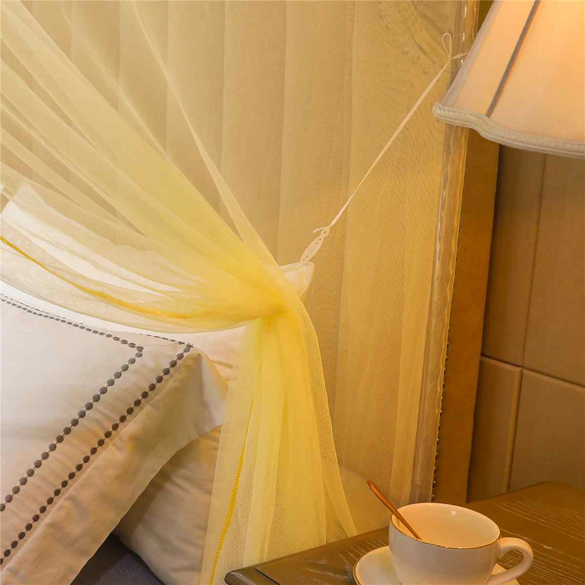 Mosquito Net Single Side Openings Four Corner Bed Post Bed Canopy Mosquito Net Luxury Princess Style Full Queen King Size
