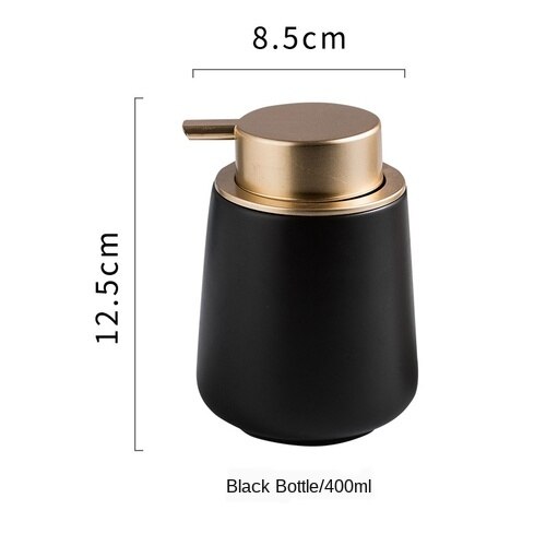 Keramische Marmer Patroon Hand Zeep Fles Badkamer Benodigdheden Douche Gel Shampoo Conditioner Ontsmettingsmiddel Fles Druk Fles 400Ml: Black