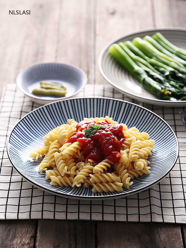 Japanese Retro Style Ceramic Dinner Plates Porcelain Dishes Saucer plate Sushi plate Rice Noddle Dinnerware Kitchen Tableware