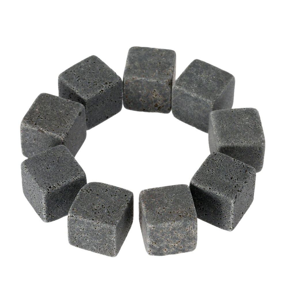 Cubo de hielo con piedra de champán para whisky, 100% Natural, para bebidas, frío, hielo, vino, piedra, granito, 9 Uds.: 01