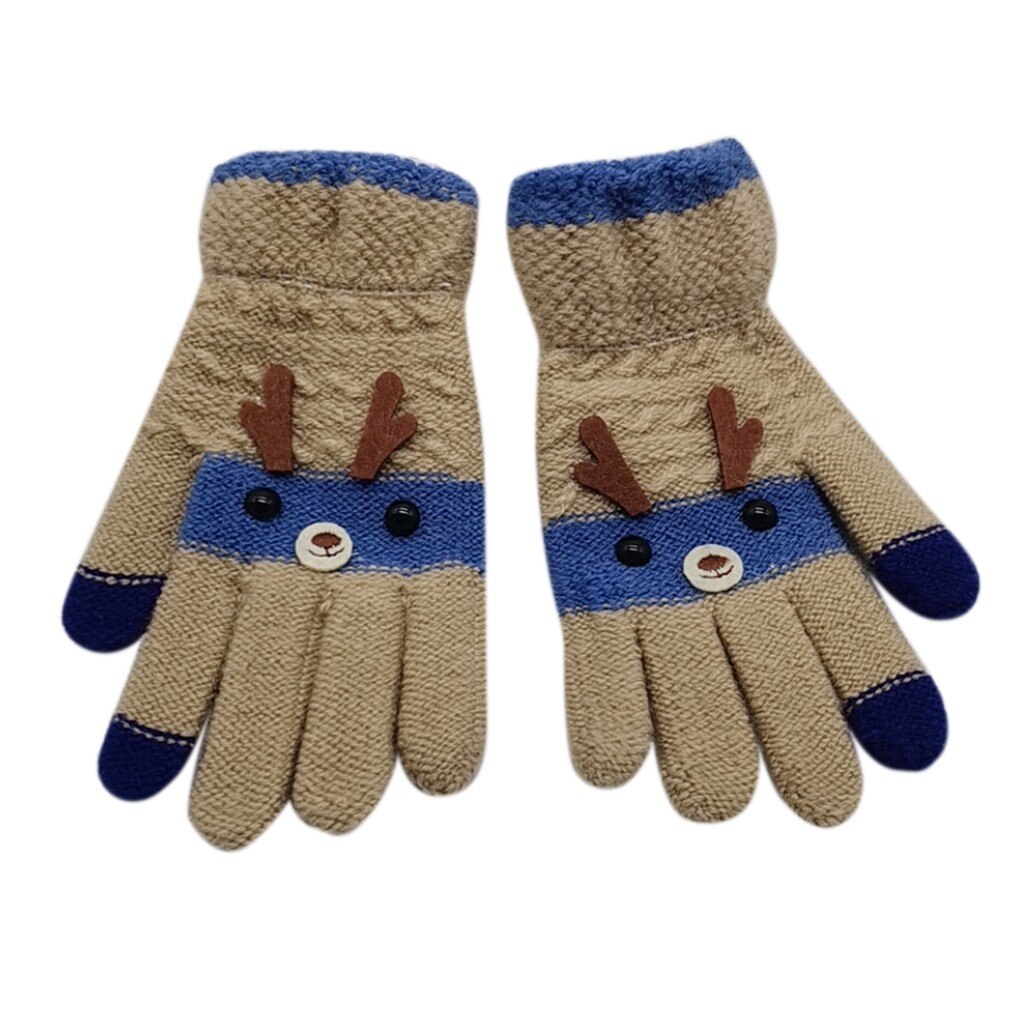 Natal inverno crianças dos desenhos animados veados retalhos cor quente luvas de malha crianças boné de pelúcia chapéu earmuffs crianças boné # e20: Khaki 