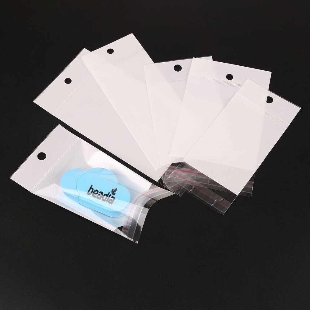 100Pcs/Lot Clear Self Adhesive Seal Plastic Storage Bag OPP Poly Pack Bag Retail Packaging Package Bag With Hang Hole